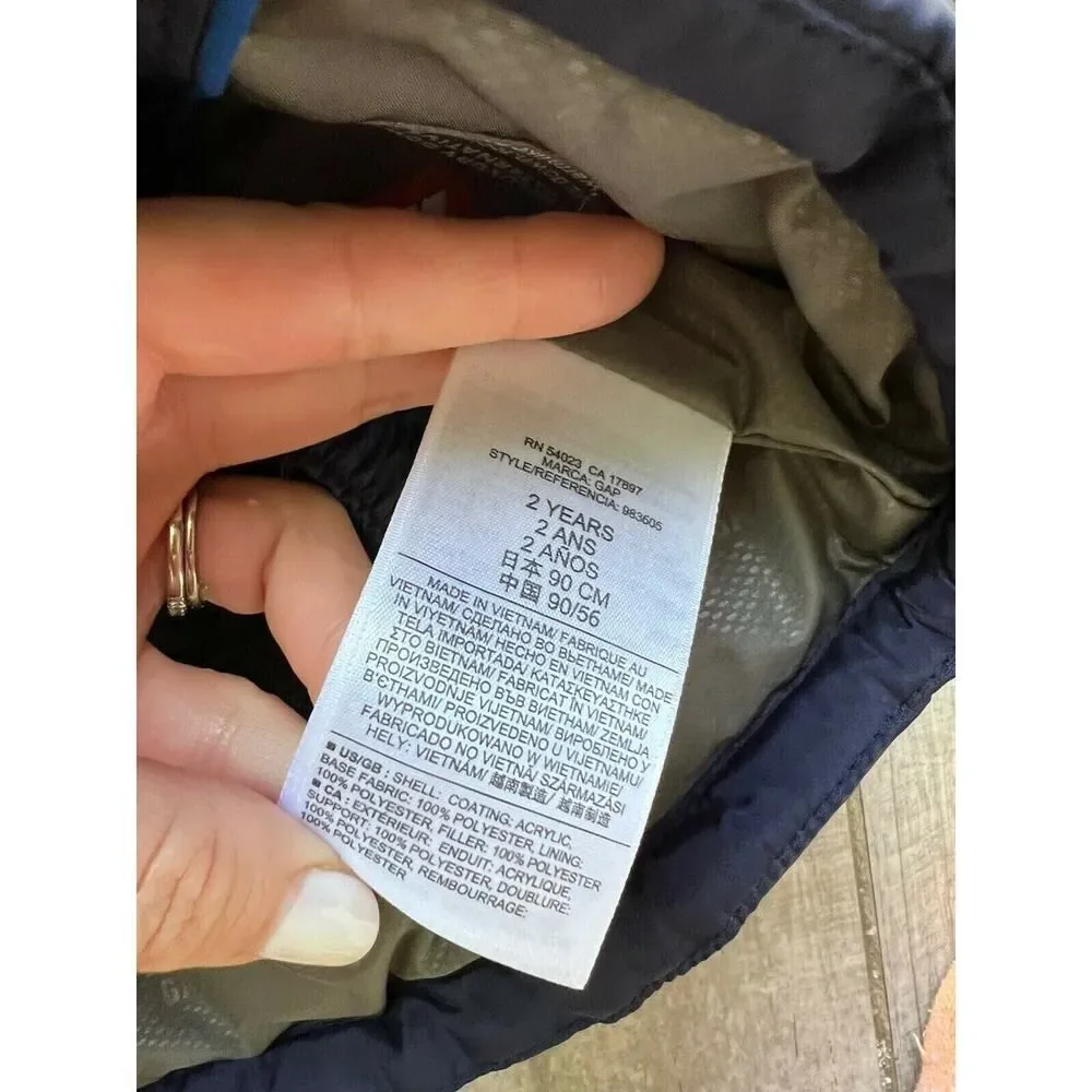 $118 BABY GAP Navy Primaloft Puffer Jacket NEW Luxury Down Alternative Coat 2 2T